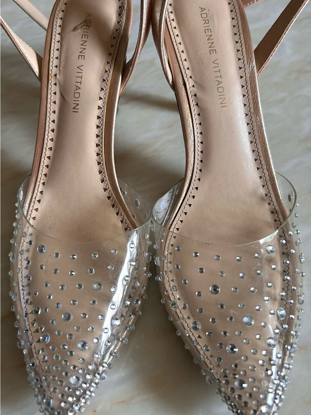 Adrienne Vittadini Nerve Rhinestone Slingback Heels Sz 9 Autumn Wedding Guest